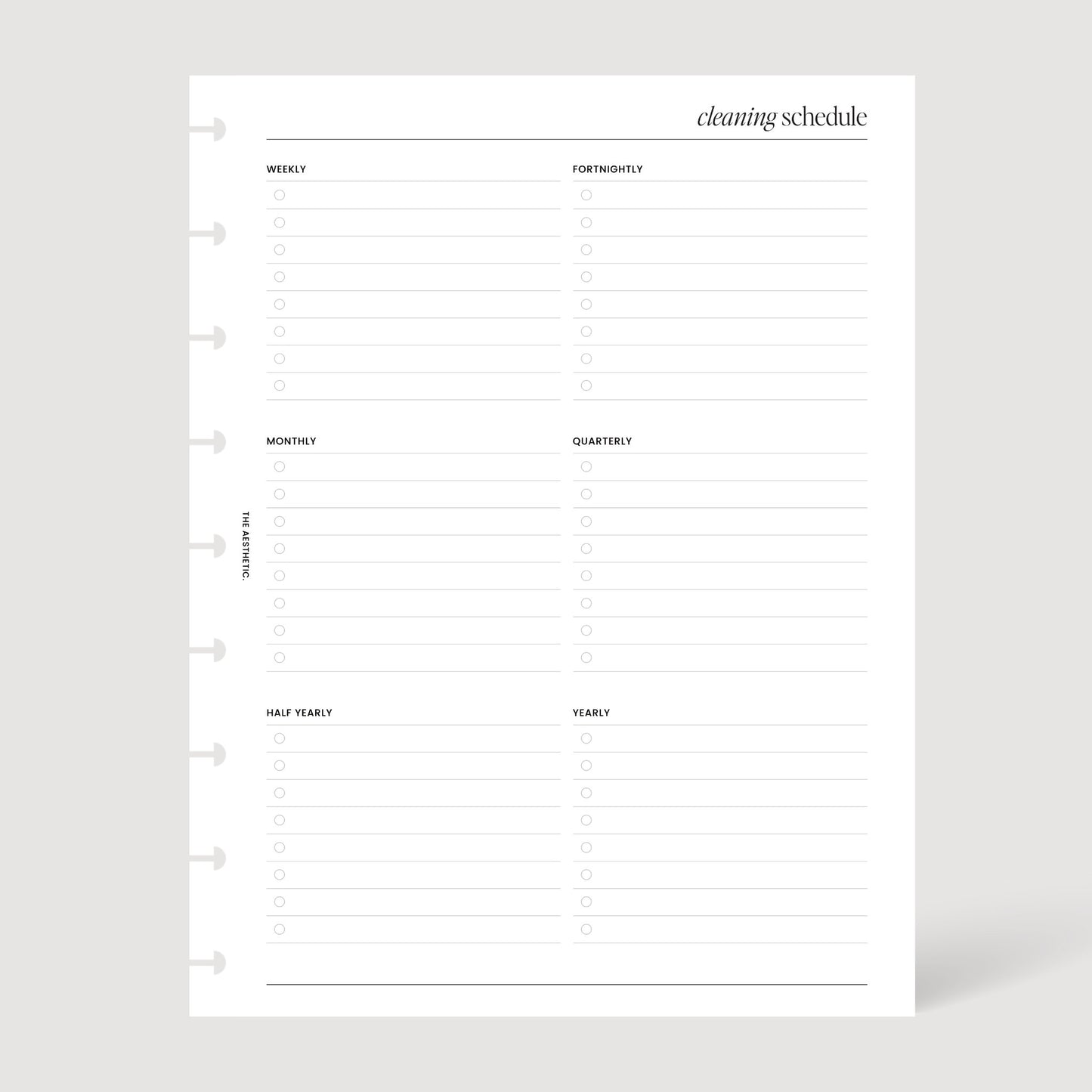Cleaning Schedule