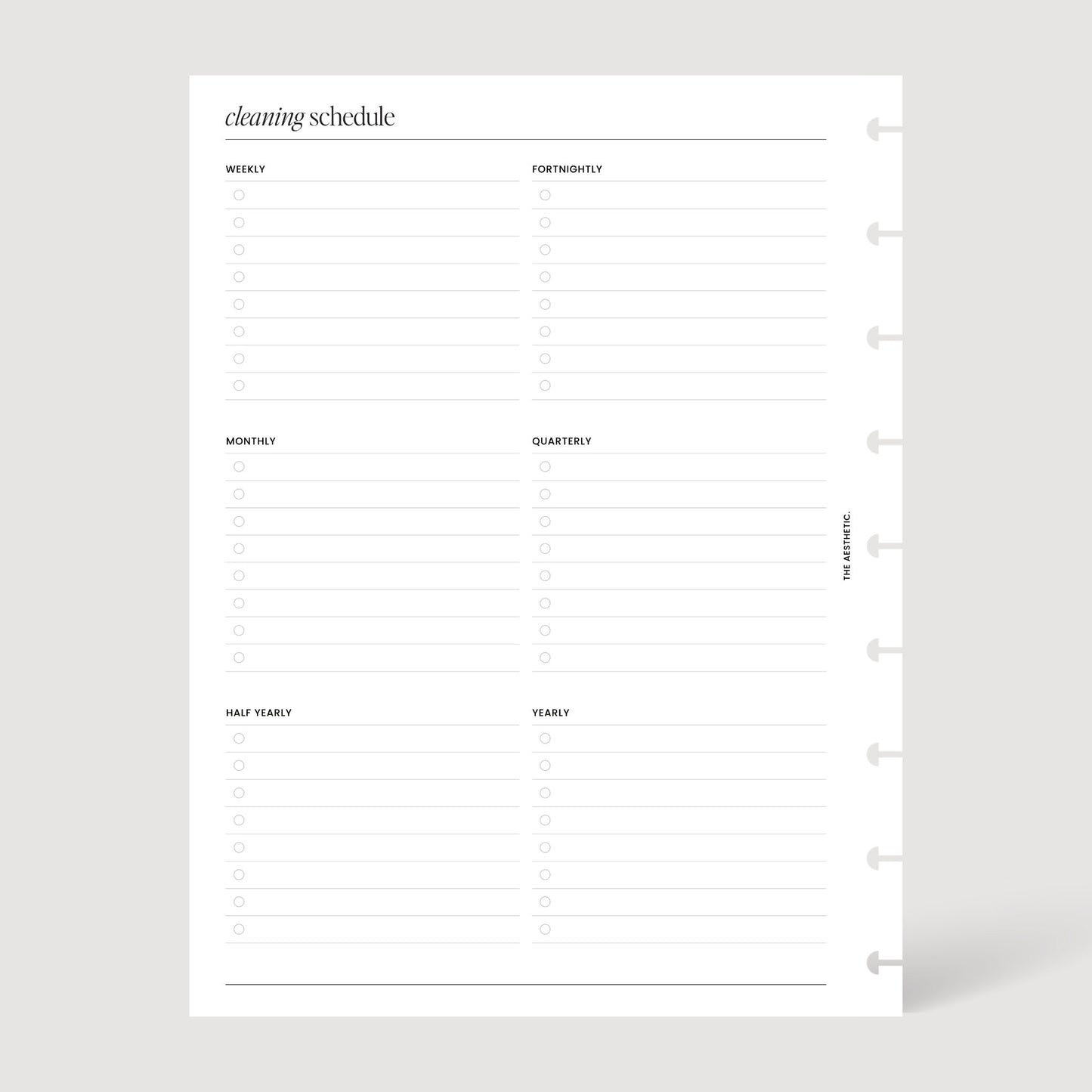 Cleaning Schedule