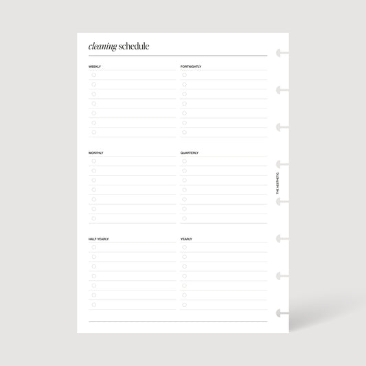 CLEANING SCHEDULE INSERTS | PRINTABLE