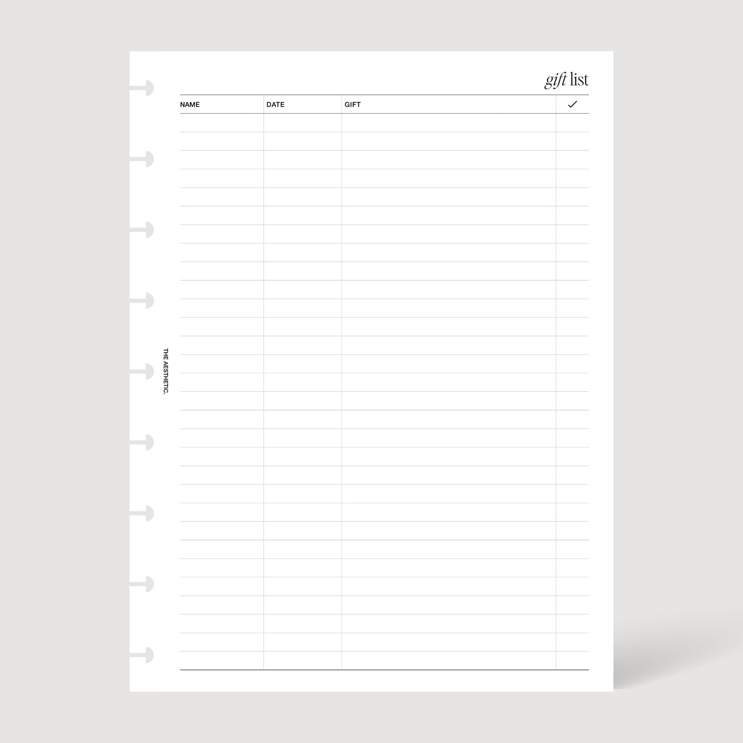 GIFT LIST INSERTS