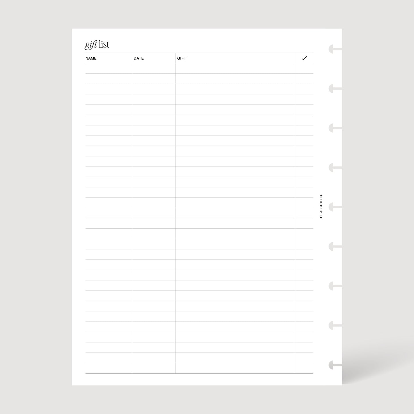 GIFT LIST INSERTS
