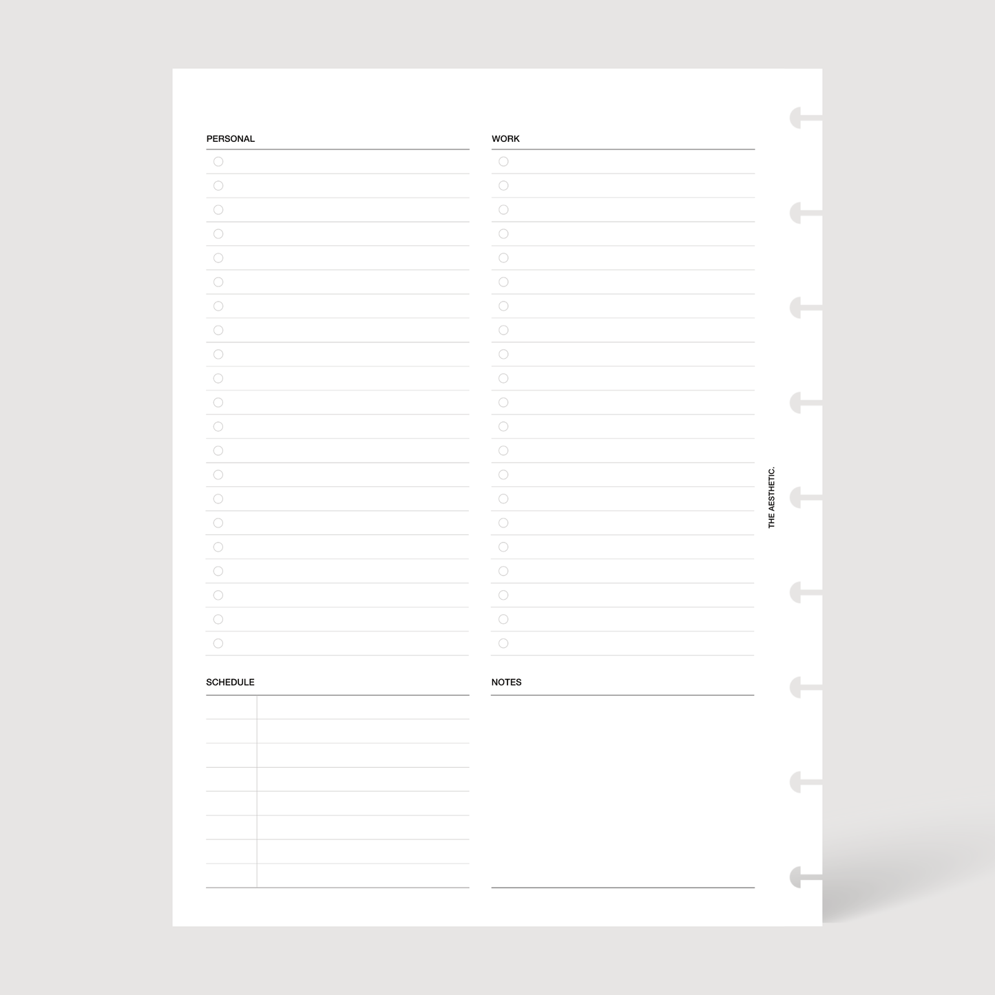 UNDATED DAILY PLANNER INSERTS | PERSONAL + WORK | DAY ON ONE PAGE