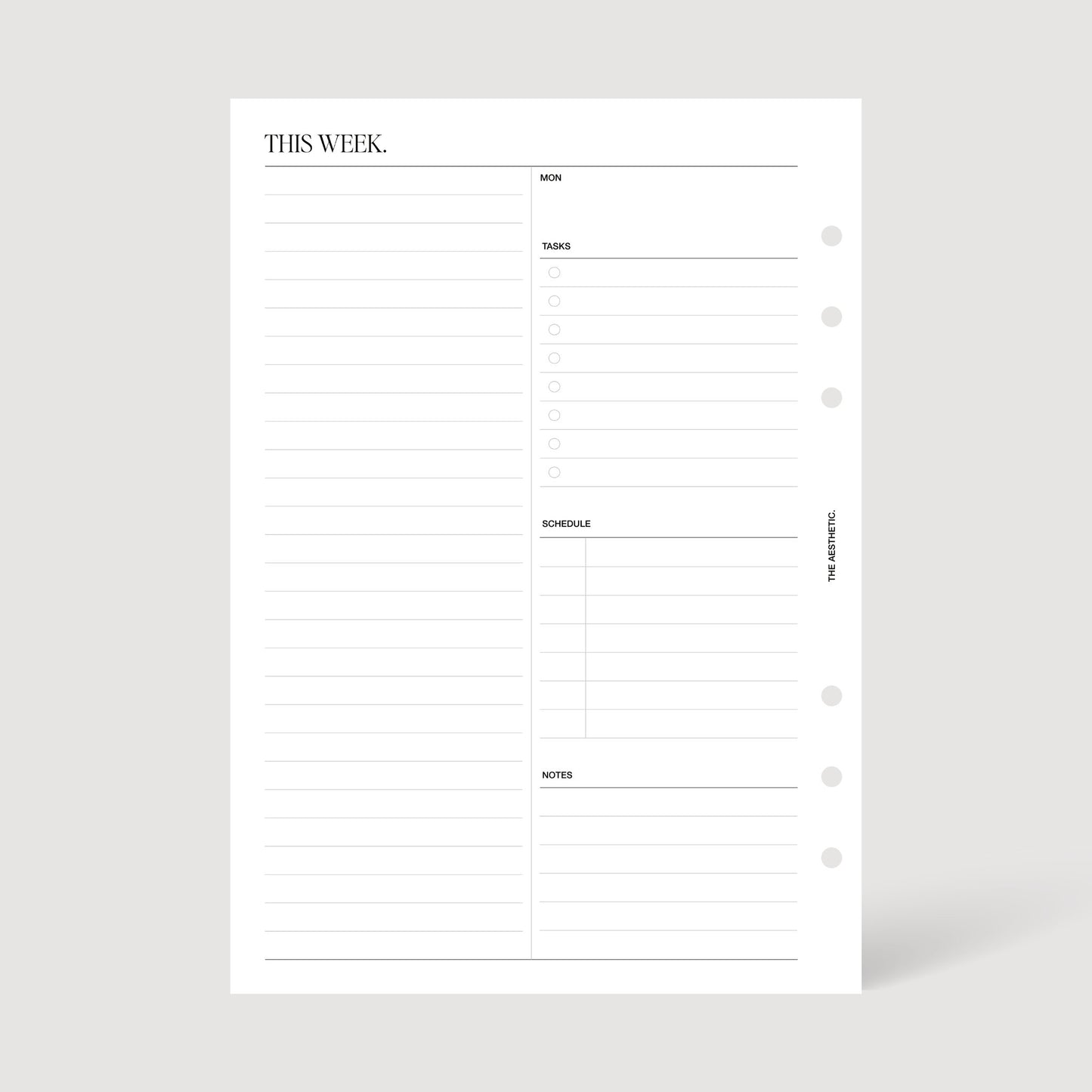 UNDATED WEEKLY PLANNER INSERTS | WEEK ON FOUR PAGES
