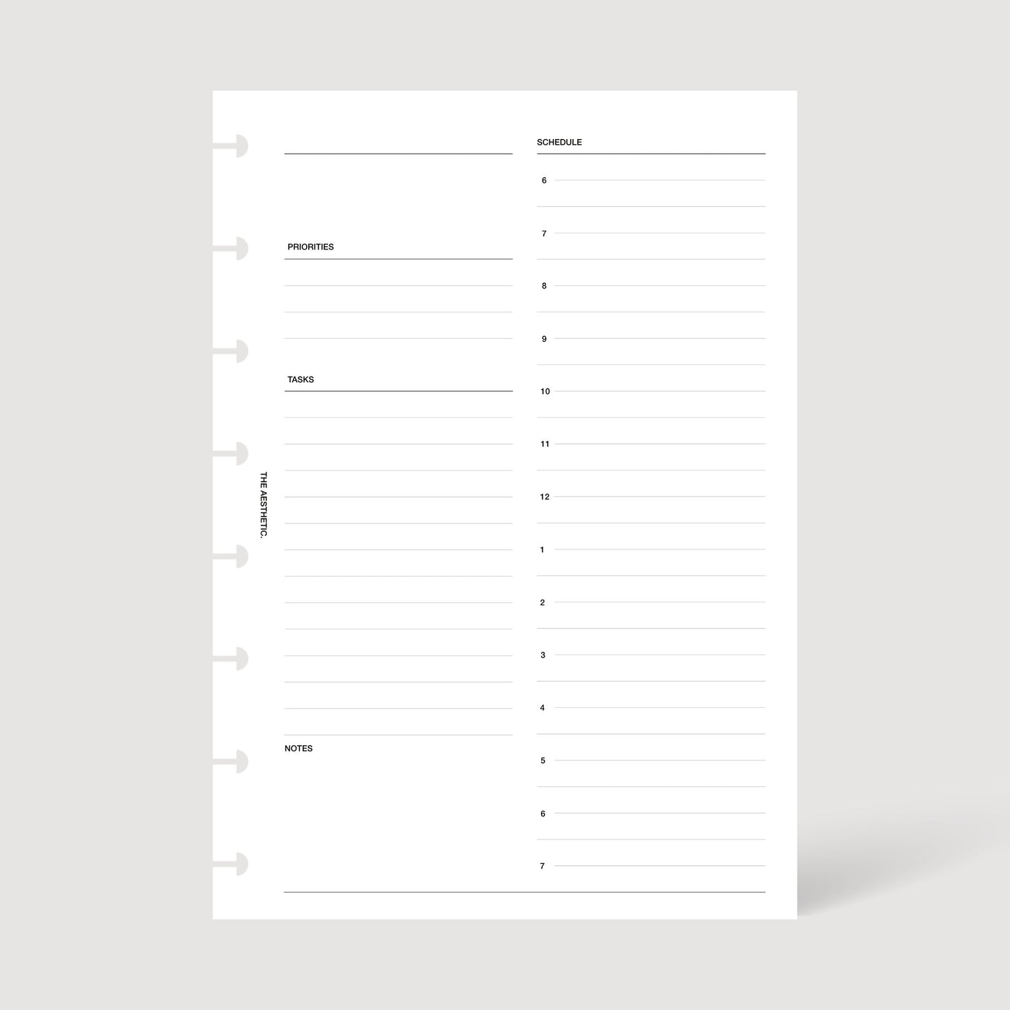 UNDATED DAILY PLANNER INSERTS | DAY ON ONE PAGE