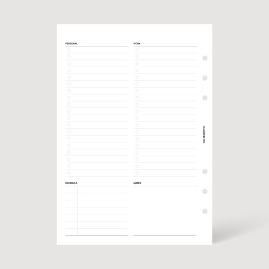 UNDATED DAILY PLANNER INSERTS | PERSONAL + WORK | DAY ON ONE PAGE