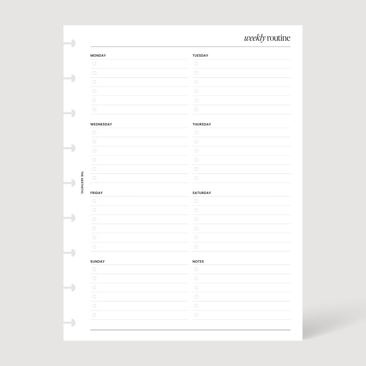 Weekly Routine Inserts