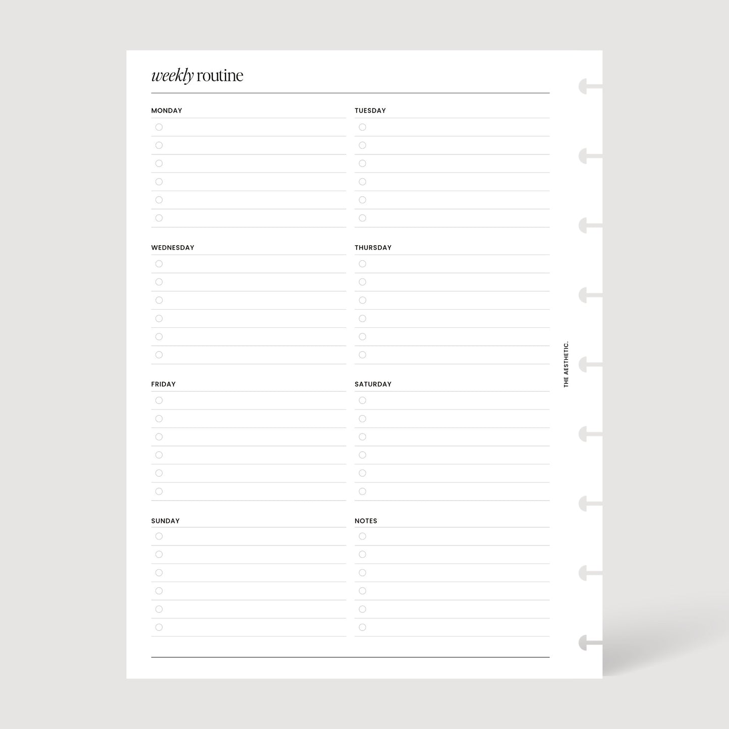 Weekly Routine Inserts