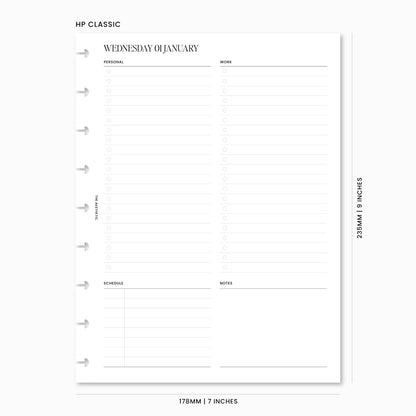 2025 Dated Daily Planner Inserts | Personal & Work Edition | DO1P