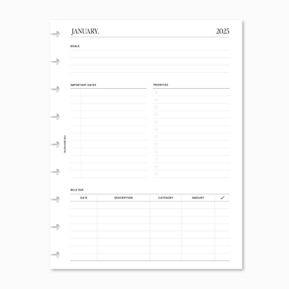 2025 Dated Weekly Schedule Planner Inserts | WO2P