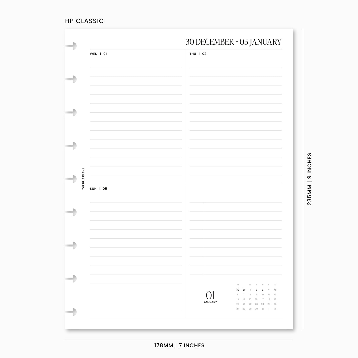 2025 Dated Weekly Planner Inserts Vertical | WO2P