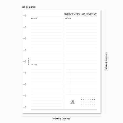 2025 Dated Weekly Planner Inserts Vertical | WO2P