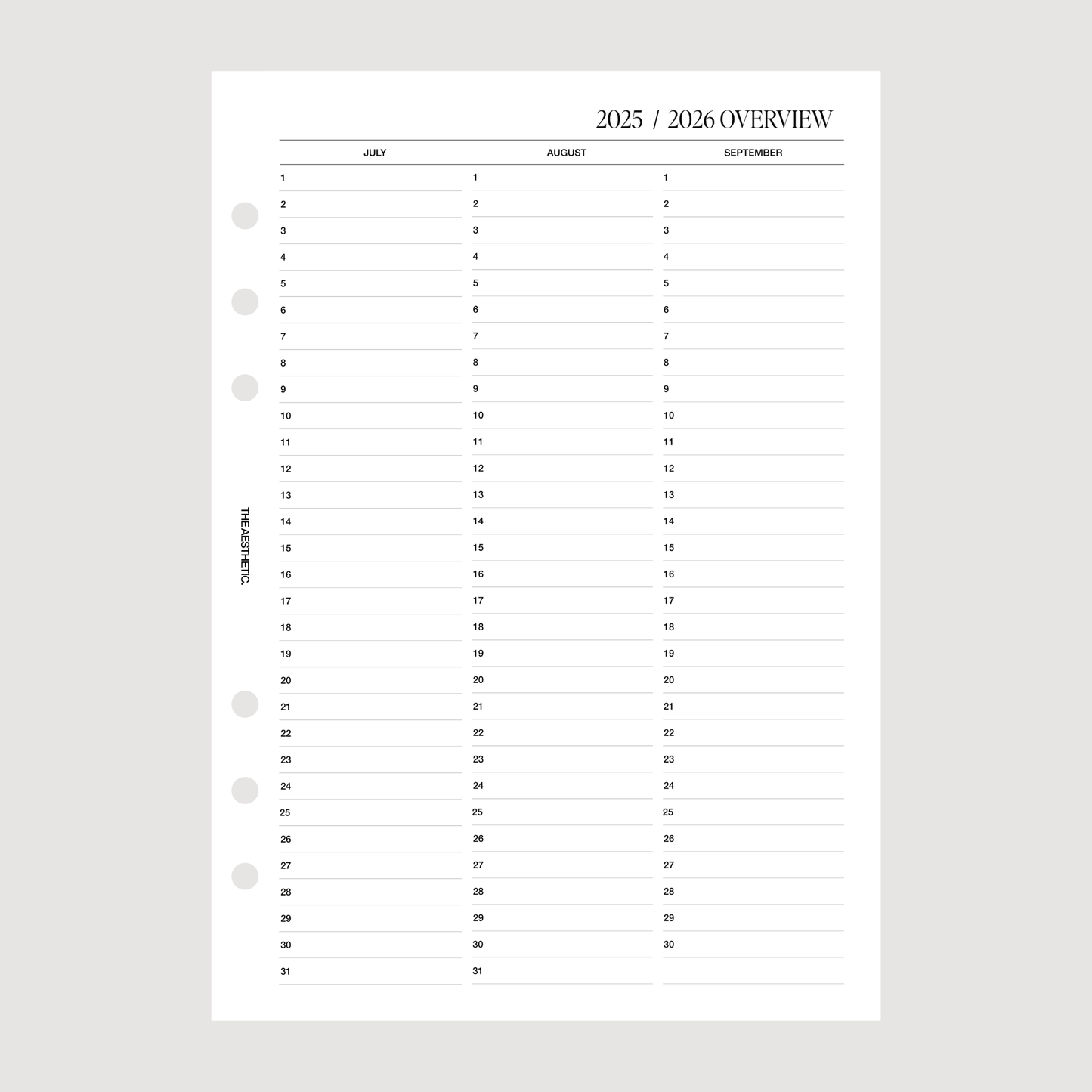 THE 2025/2026 COMPLETE PLANNER INSERTS