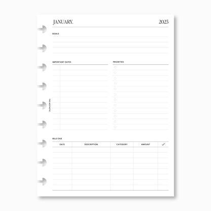 2025 Dated Weekly Planner Inserts Horizontal | WO2P