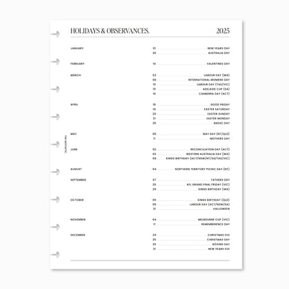 2025 Year Calendar & Holidays/Observances | YO1P