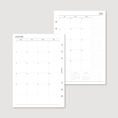 2026 MONTHLY PLANNER INSERTS
