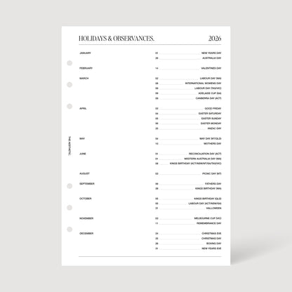 2026 YEAR CALENDAR & HOLIDAYS/SCHOOL TERMS INSERTS