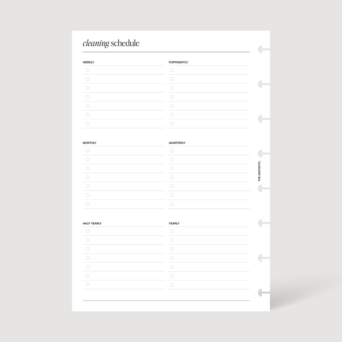 CLEANING SCHEDULE INSERTS | PRINTABLE