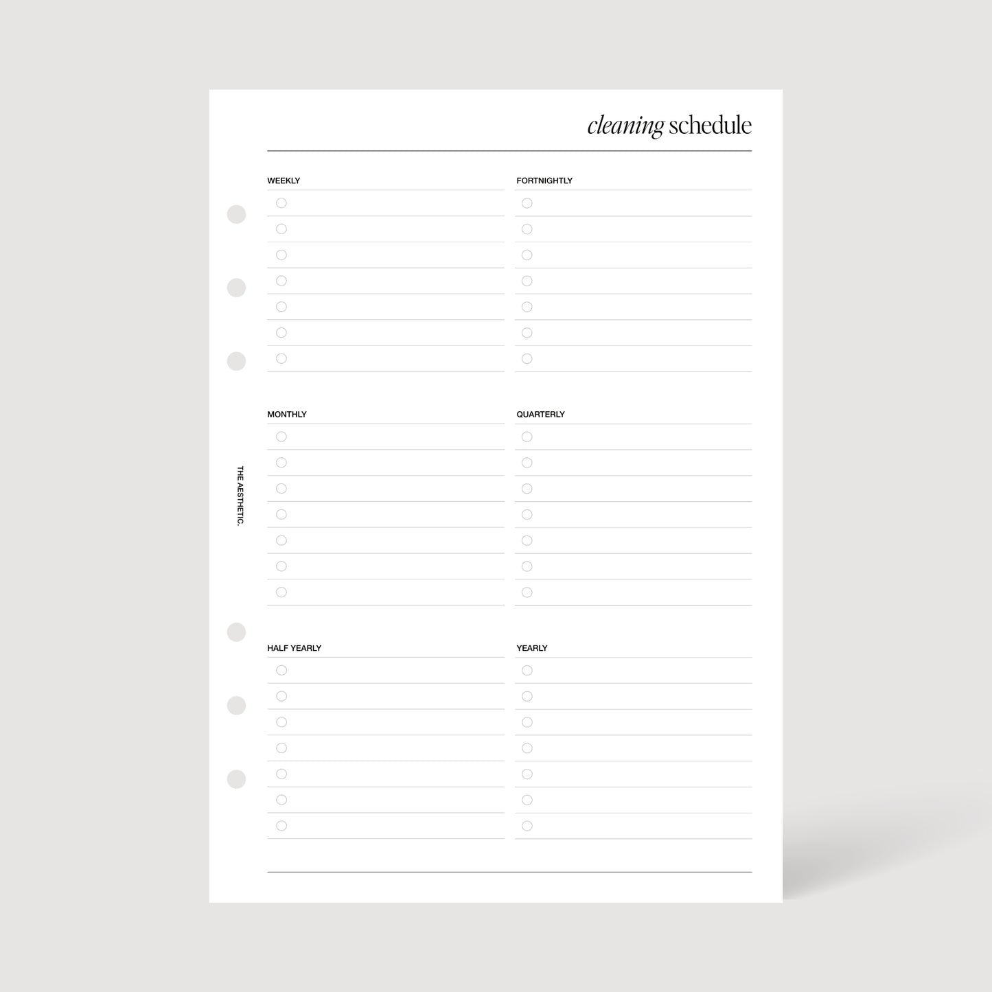 CLEANING SCHEDULE INSERTS | PRINTABLE