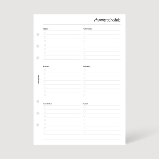 CLEANING SCHEDULE INSERTS | PRINTABLE