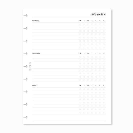 Daily Routine Planner Inserts | Morning / Afternoon / Night