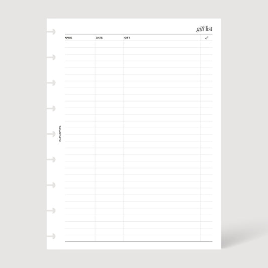 GIFT LIST INSERTS
