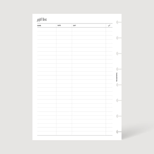 GIFT LIST INSERTS | PRINTABLE