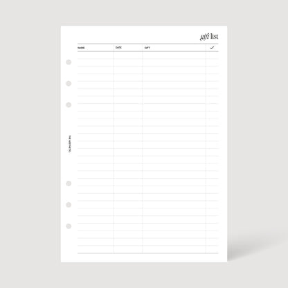 GIFT LIST INSERTS | PRINTABLE