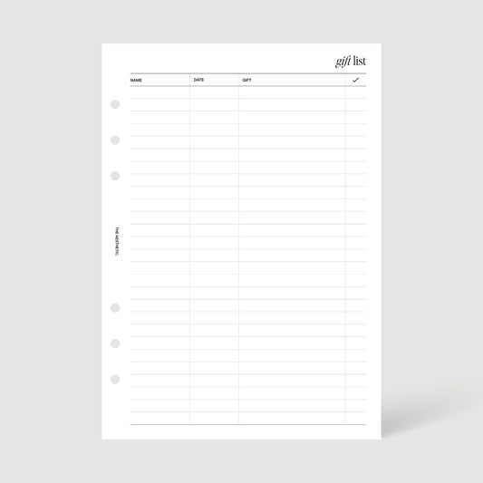GIFT LIST INSERTS | PRINTABLE