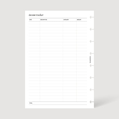 INCOME TRACKER INSERTS | PRINTABLE