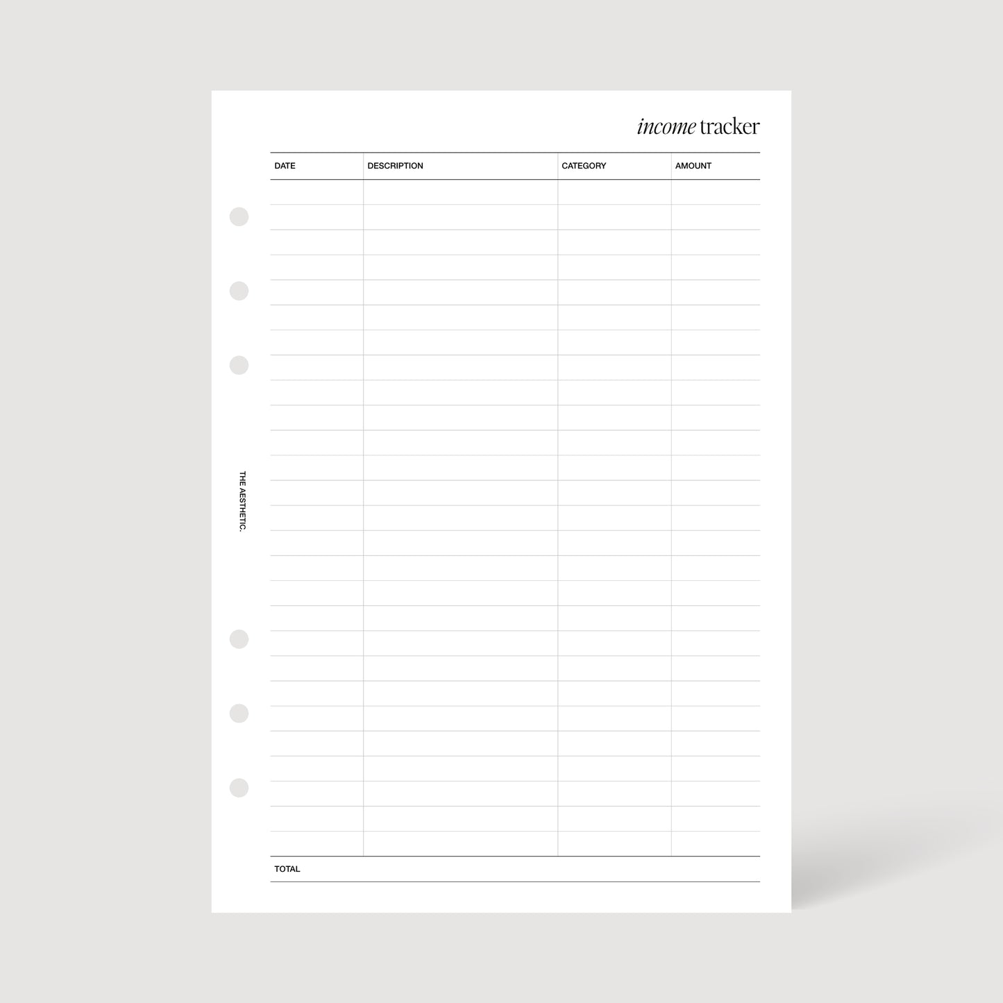 INCOME TRACKER INSERTS | PRINTABLE