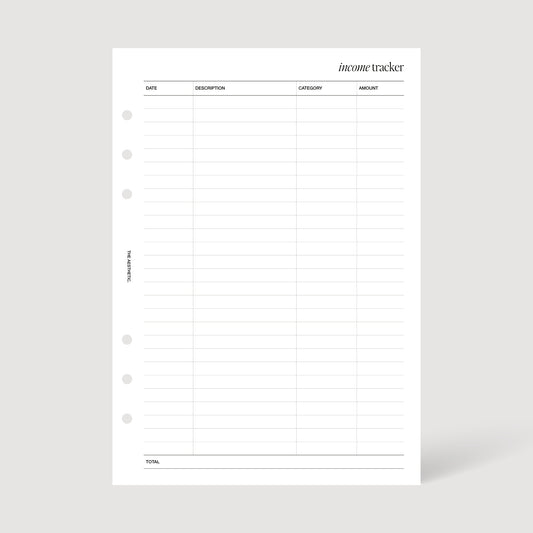 INCOME TRACKER INSERTS | PRINTABLE