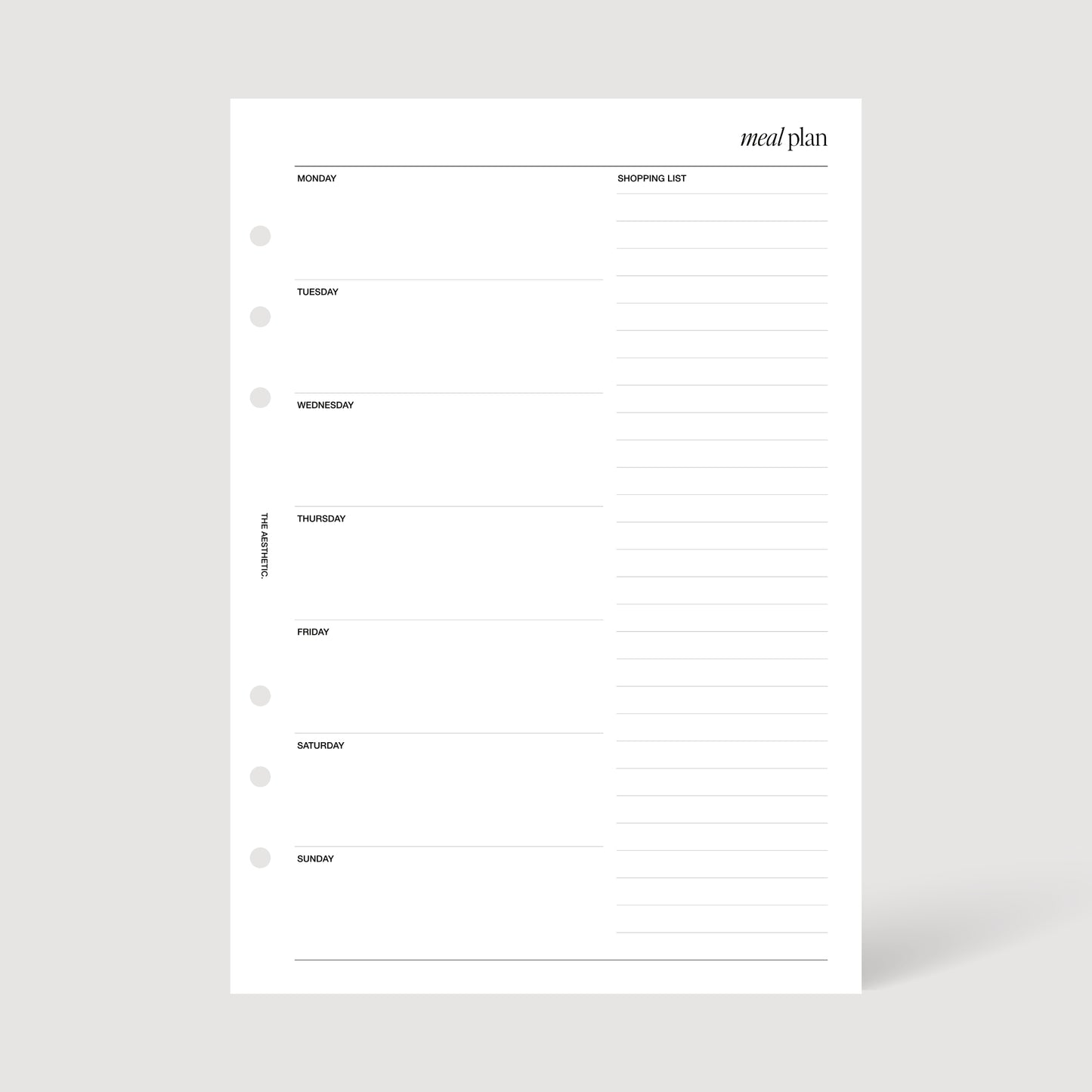 MEAL PLAN INSERTS | PRINTABLE