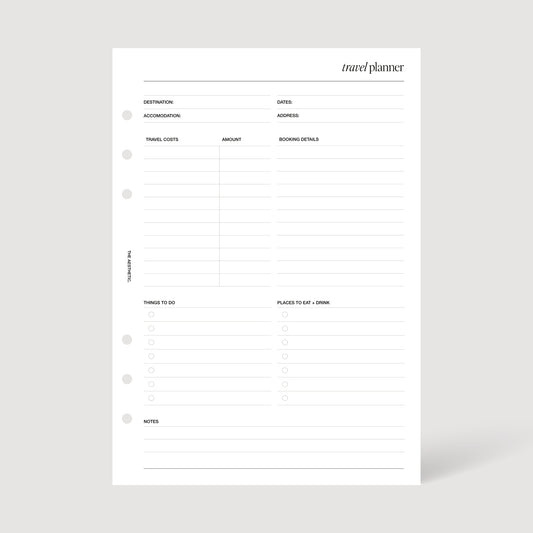 TRAVEL PLANNER INSERTS