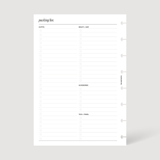 TRAVEL PLANNER INSERTS