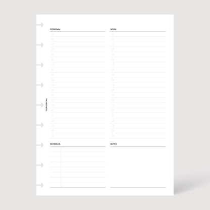UNDATED DAILY PLANNER INSERTS | PERSONAL + WORK | DAY ON ONE PAGE