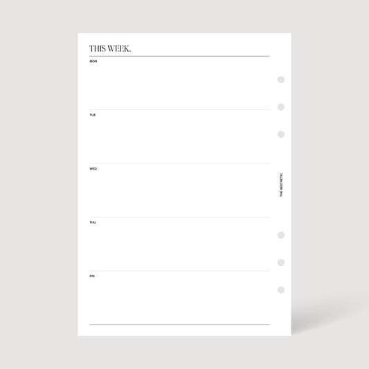 UNDATED WEEKLY PLANNER INSERTS | HORIZONTAL | WEEK ON TWO PAGES