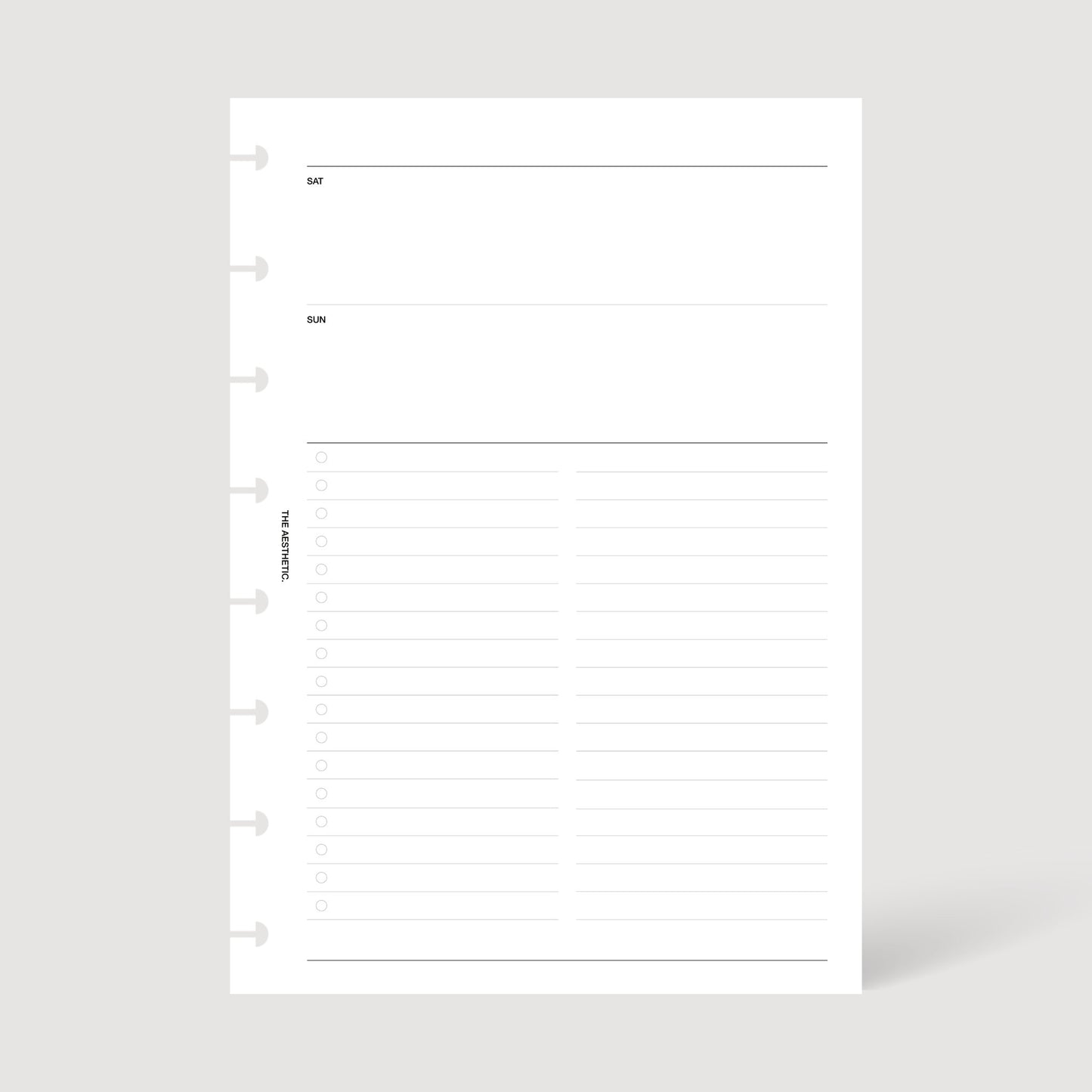 UNDATED WEEKLY PLANNER INSERTS | HORIZONTAL | WEEK ON TWO PAGES