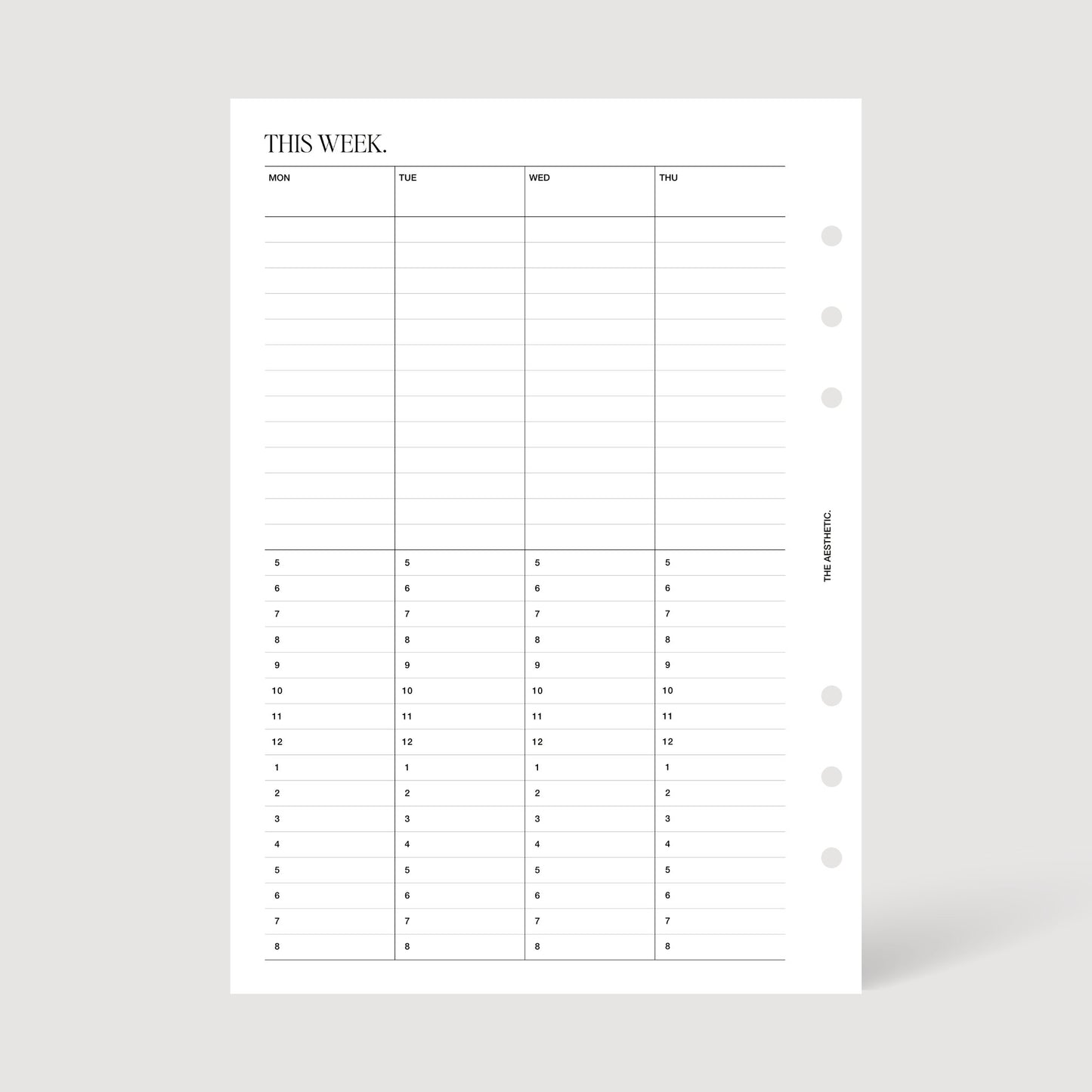 UNDATED WEEKLY PLANNER INSERTS | SCHEDULE | WEEK ON TWO PAGES