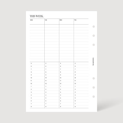 UNDATED WEEKLY PLANNER INSERTS | SCHEDULE | WEEK ON TWO PAGES