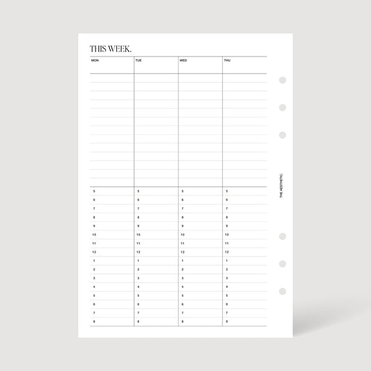 UNDATED WEEKLY PLANNER INSERTS | SCHEDULE | WEEK ON TWO PAGES