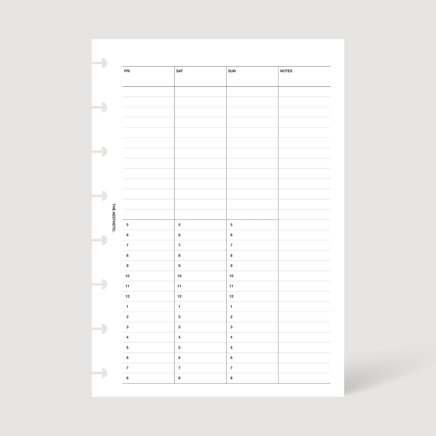 UNDATED WEEKLY PLANNER INSERTS | SCHEDULE | WEEK ON TWO PAGES