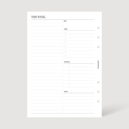 UNDATED WEEKLY PLANNER INSERTS | WEEK ON FOUR PAGES