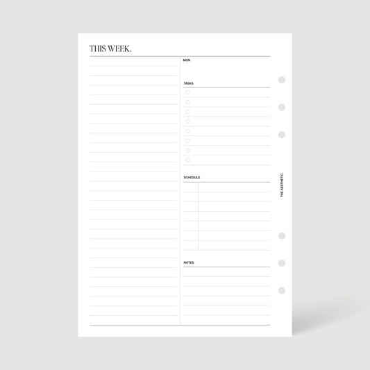 UNDATED WEEKLY PLANNER INSERTS | WEEK ON FOUR PAGES