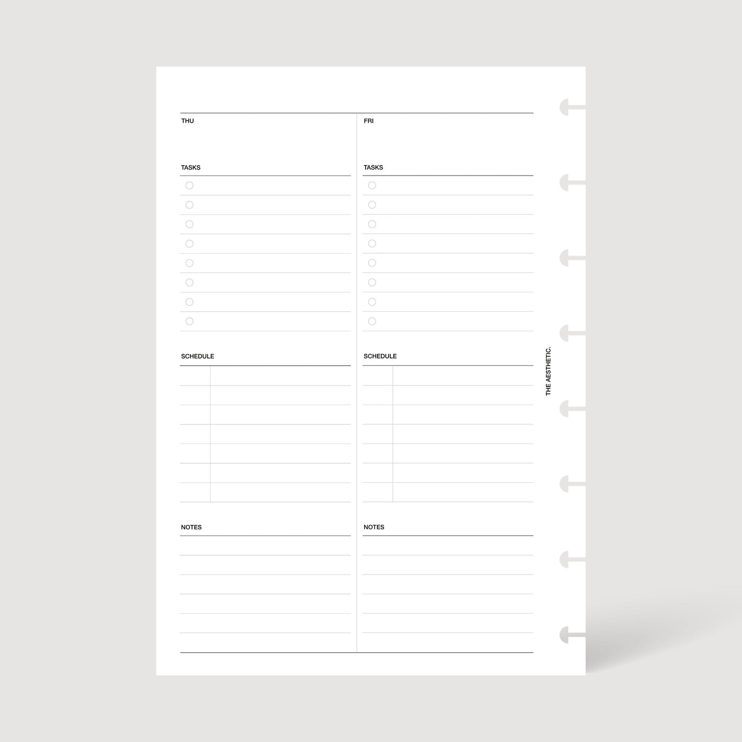 UNDATED WEEKLY PLANNER INSERTS | WEEK ON FOUR PAGES