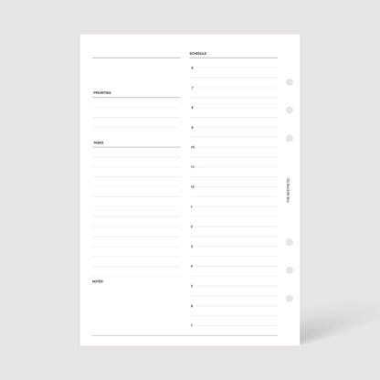 UNDATED DAILY PLANNER INSERTS | DAY ON ONE PAGE