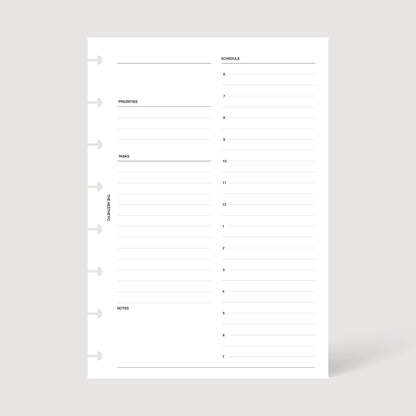 UNDATED DAILY PLANNER INSERTS | DAY ON ONE PAGE