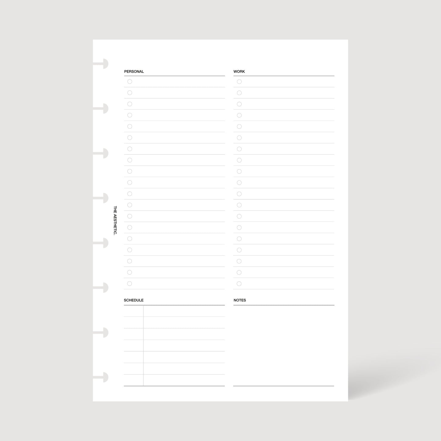 UNDATED DAILY PLANNER INSERTS | PERSONAL + WORK | DAY ON ONE PAGE