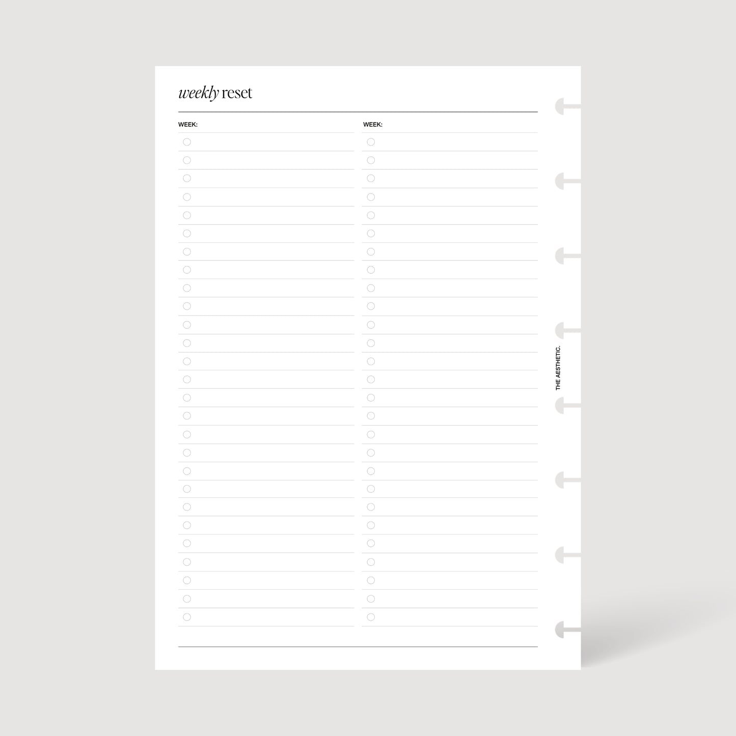WEEKLY RESET INSERTS | PRINTABLE