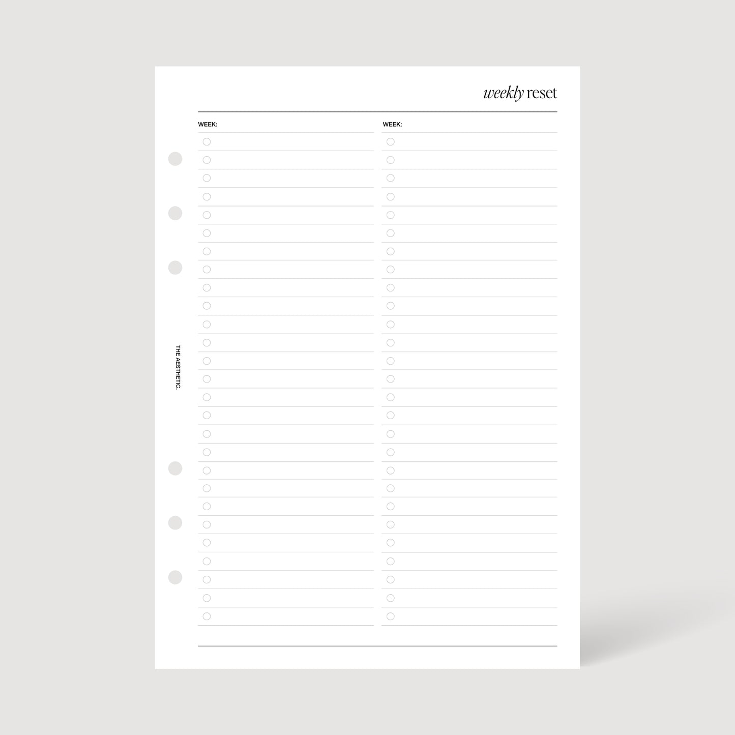 WEEKLY RESET INSERTS | PRINTABLE