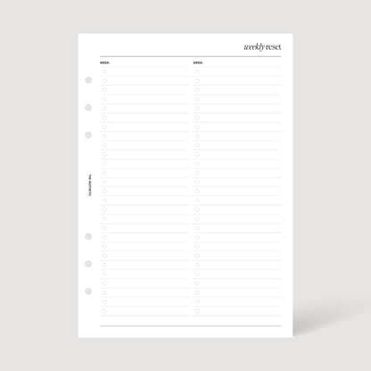 WEEKLY RESET INSERTS | PRINTABLE
